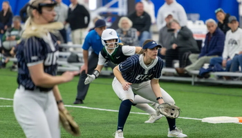 Erin Pulliam playing first base for UIS softball