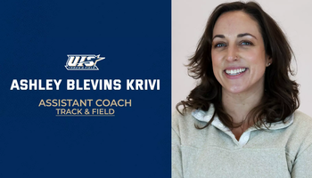 Ashley Blevins Krivi, Assistant Coach, Track & Field, a photo of Blevins, UIS Athletics logo