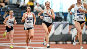 Maddie Miller racing indoor track