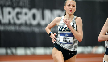 Maddie Miller racing indoor track