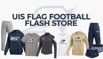 Flag Football Flash Store graphic featuring multiple gear options with UIS logos