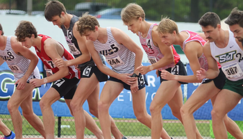 Noah Tegeler on starting line of race