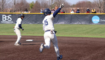 Hunter Moser celebrates a walk-off grand slam