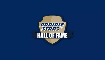 Prairie Stars Hall of Fame logo on UIS blue background