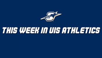 This Week in UIS Athletics, UIS "S" logo, white text on UIS blue background