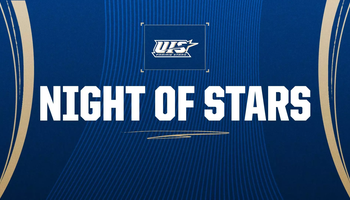 Night of Stars graphic. Navy and gold accents