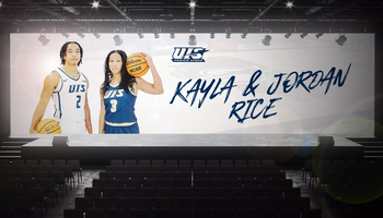 An edit of Kayla & Jordan Rice on the big screen at the front of a theater