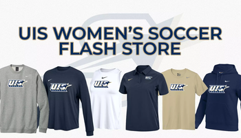 UIS Women's Soccer Flash Store, images of assorted gear in UIS colors