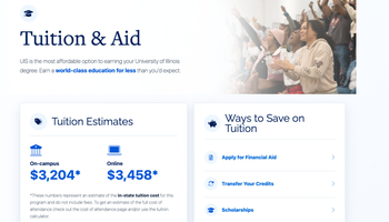 Tuition estimates and ways to save at university webpage.