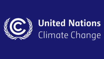 United Nations Climate Change logo on dark background.