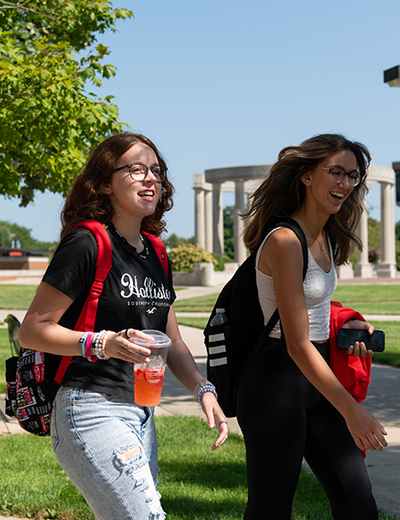 Students walking on campus