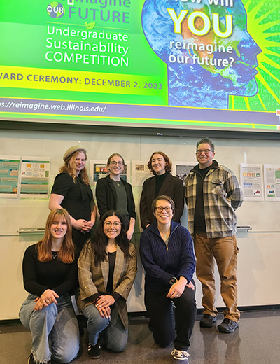 Group of UIS students posing for a photo at the awards ceremony