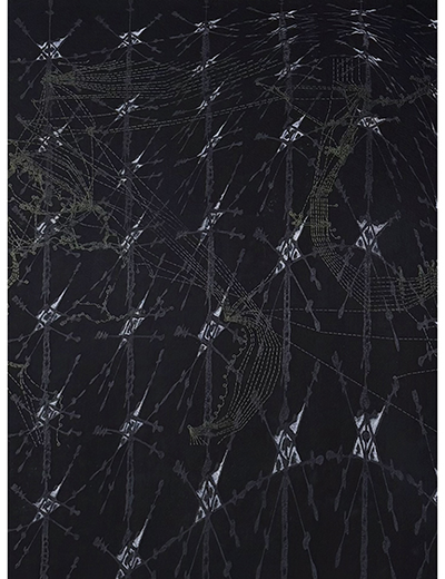 White arrows on a black background forming diagonal patterns.