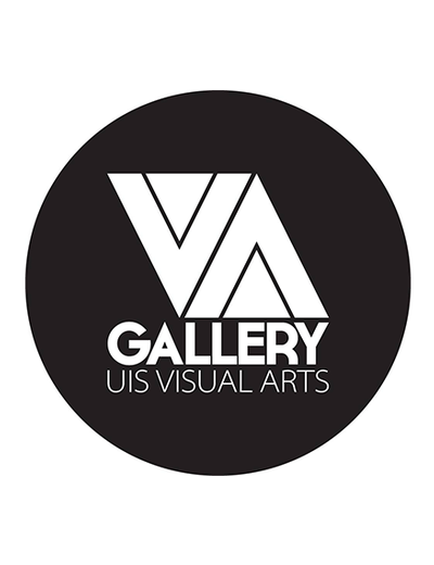 VA Gallery UIS Visual Arts logo, black circle with white text.