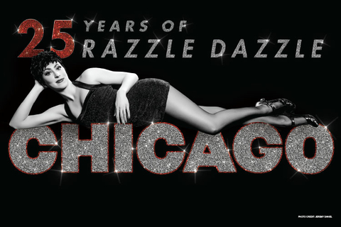 Velma Kelly posing on top of the word Chicago