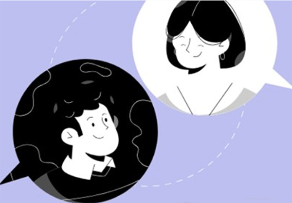 illustration of two people in speech bubbles