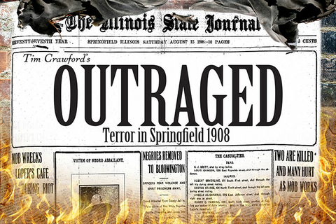Outraged logo in the form of an old fashioned newspaper