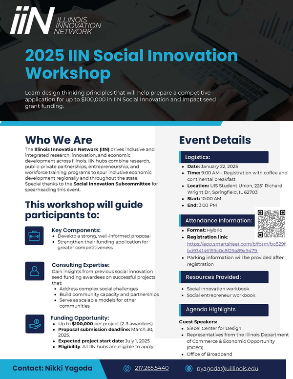 Flyer for 2025 IIN Social Innovation Workshop