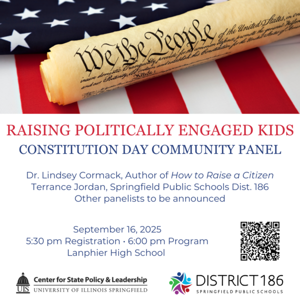 Constitution Day Community Panel flyer with registration QR code