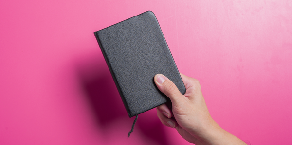 Person holding up journal