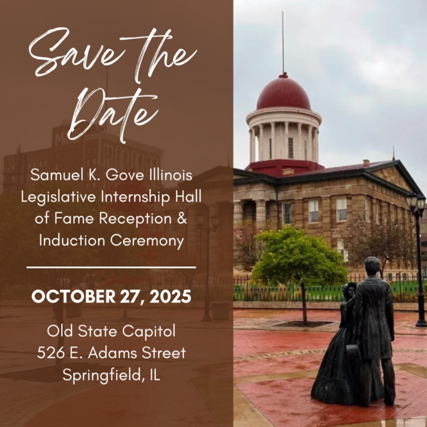 Save the Date announcement with photo of the Old State Capitol