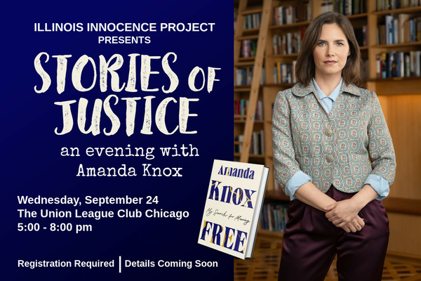 Save the Date announcement with photo of Amanda Knox