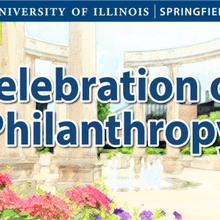 Colonnade that appears to be drawn with the words University of Illinois Springfield Celebration of Philanthropy