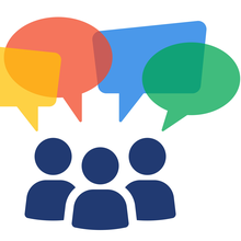 Icons of people with speech bubbles above their heads