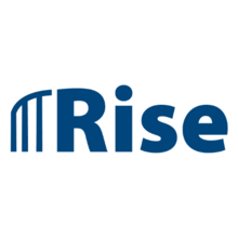 Rise logo with vertical bars forming the letter R. 