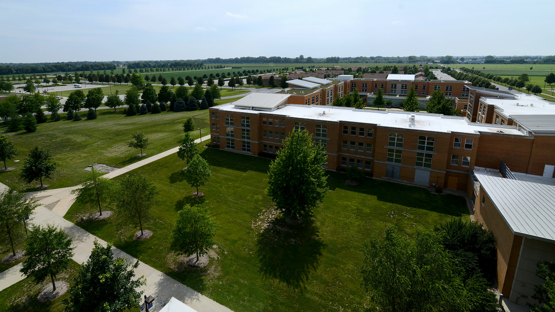 dorms drone shot