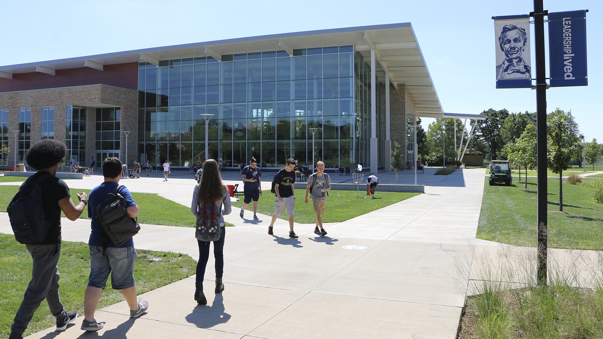 Students walking outside of the Student Union