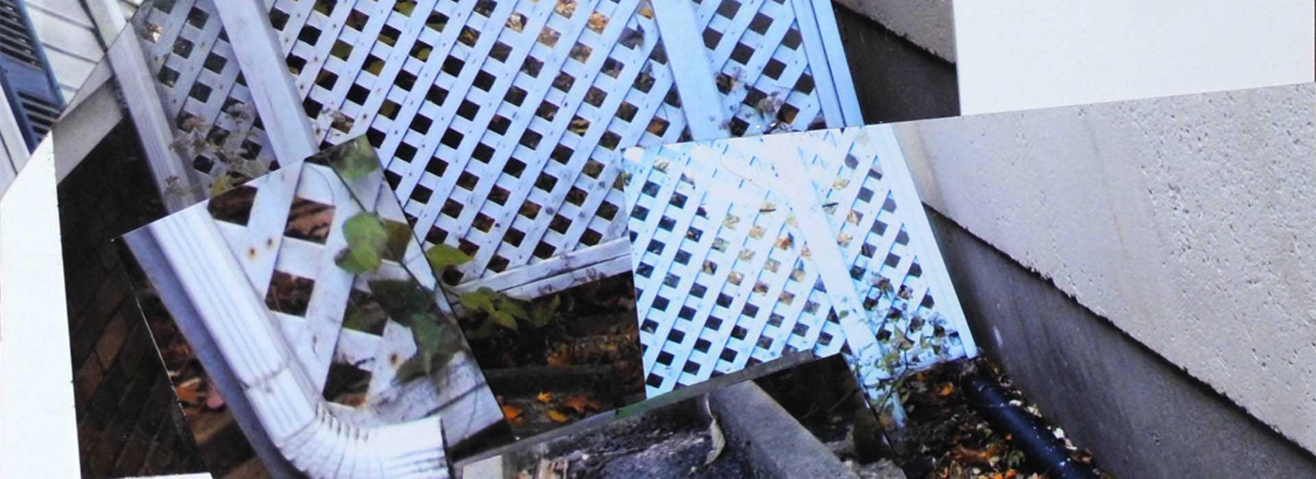 Multiple perspectives of a fence collaged as one photograph.