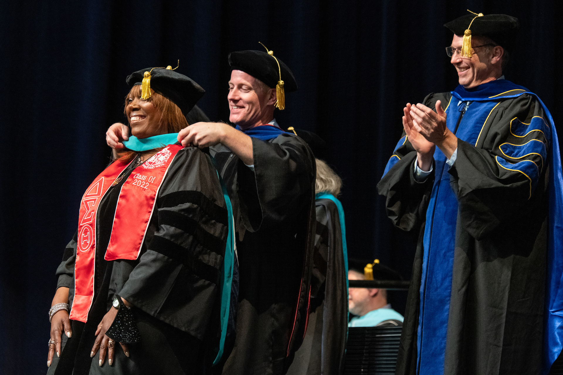 Jackie Newman getting hooded