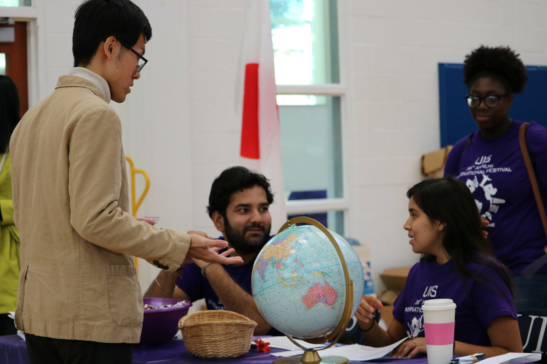 students and globe