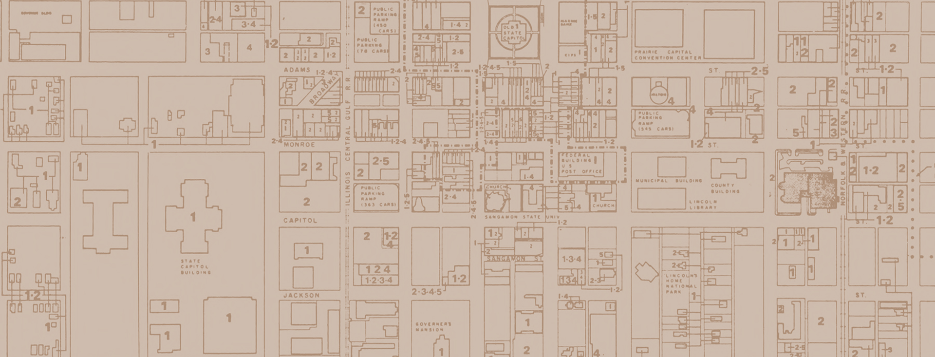Downtown Map of Springfield, Illinois 1980