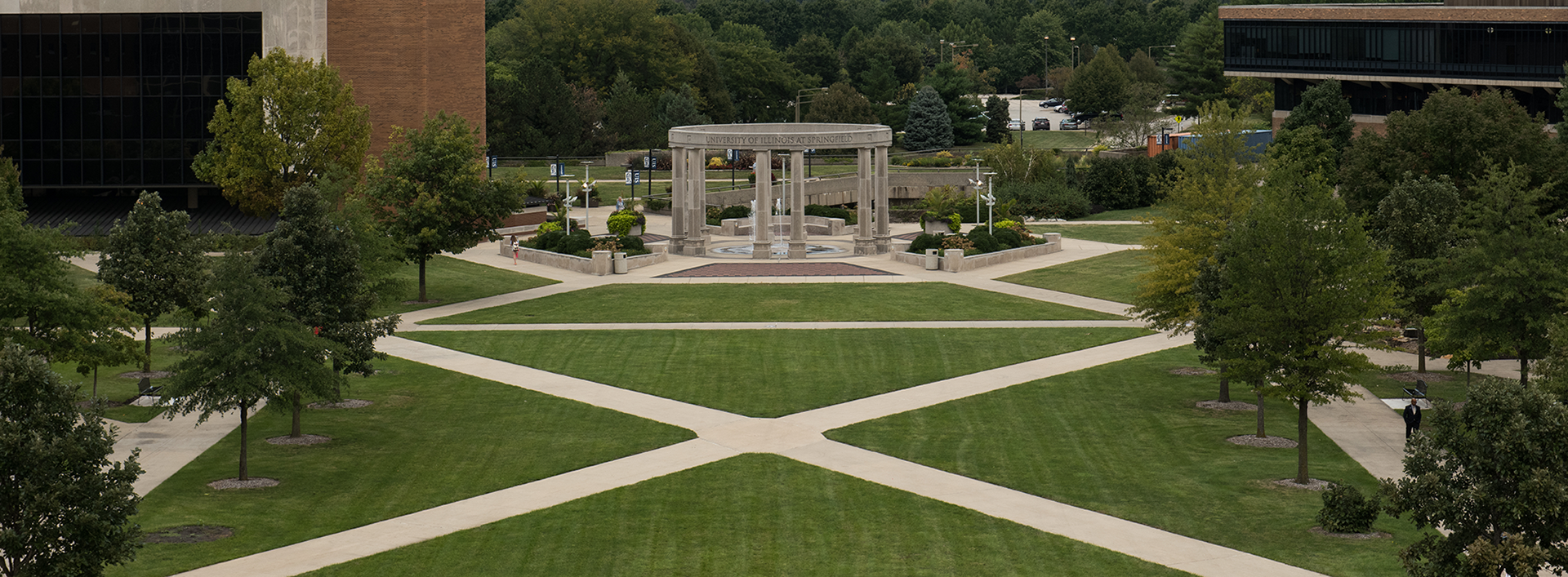 aerial view of UIS quad