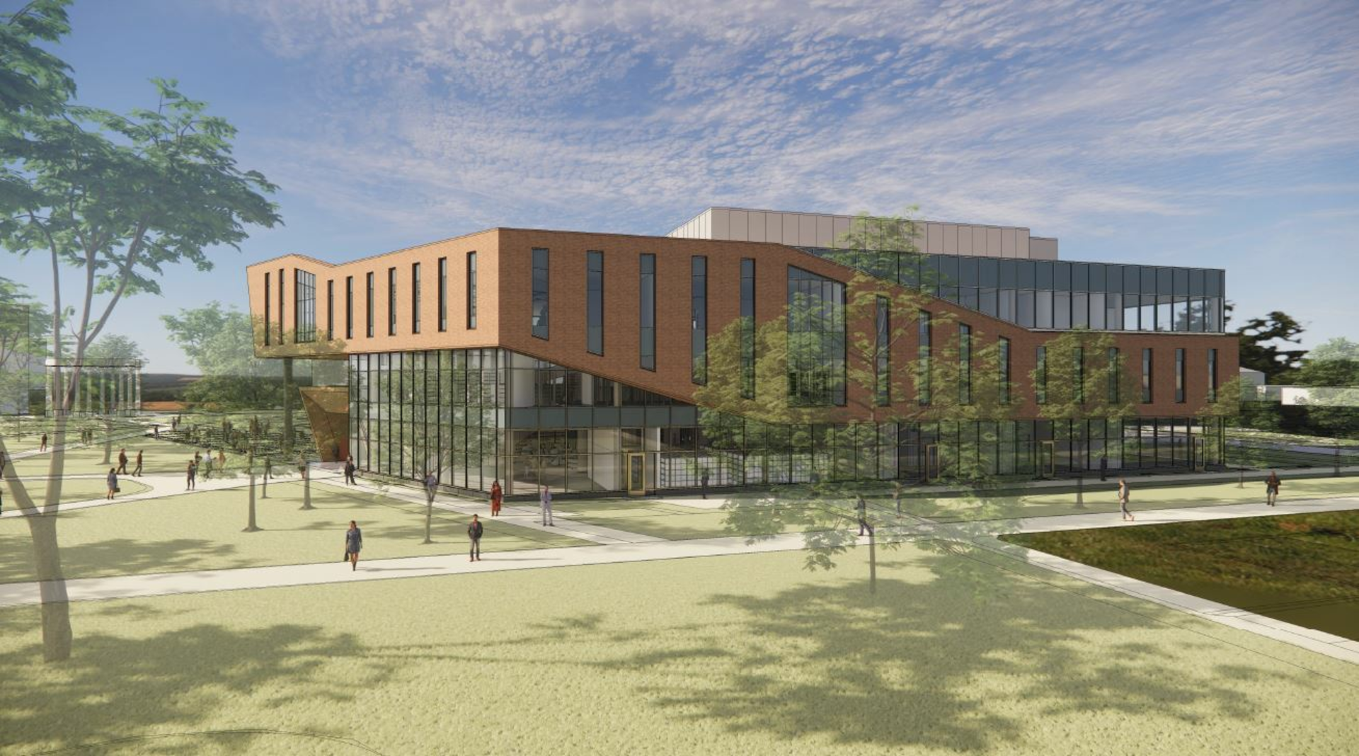 Exterior Southwest View of Library Commons Rendering
