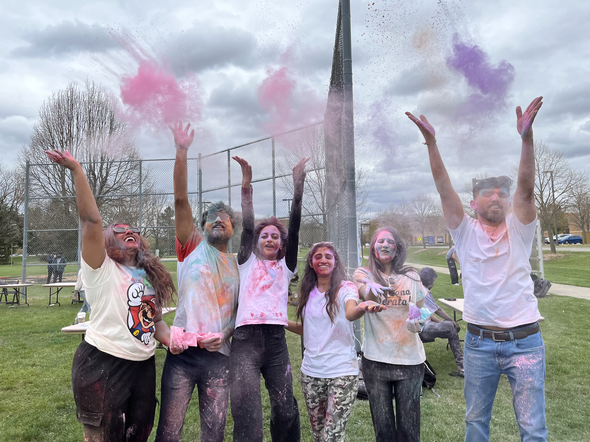 students at holi fest 