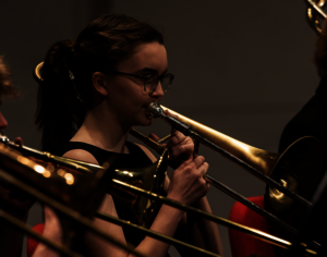 woman playing the trombone