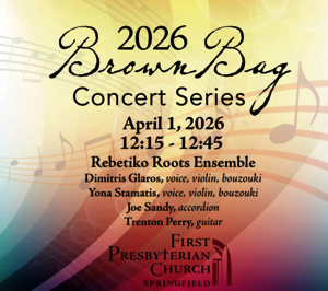2026 Brown Bag Concert Series poster with concert information